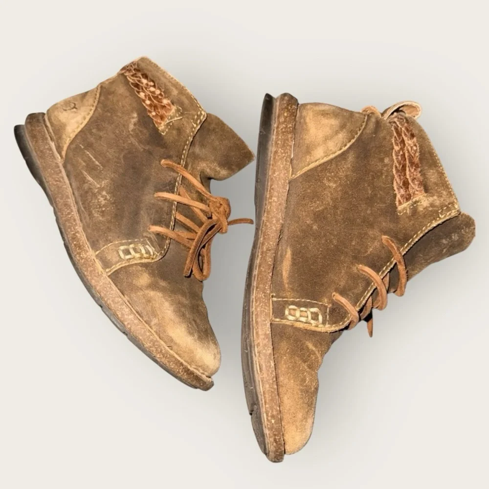 πΊBorn Temple Destressed Brown Suede Ankle Boots - Picture 3 of 5